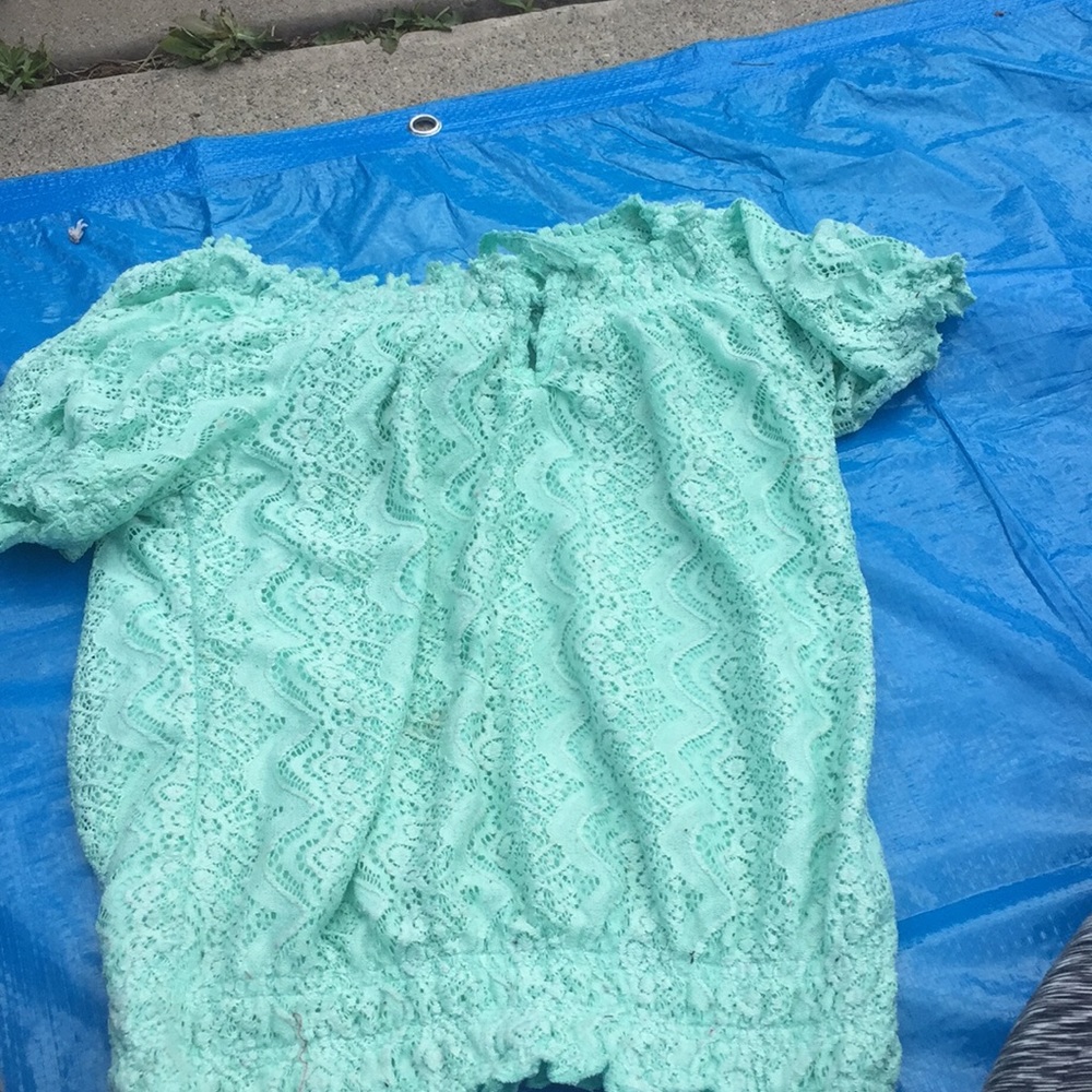 A teal shirt